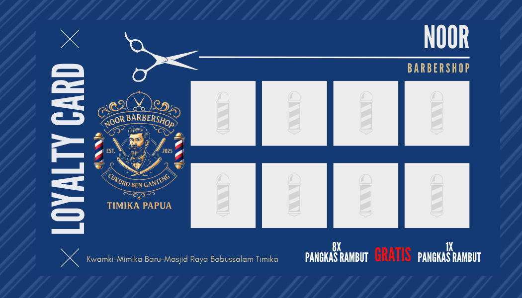 Loyalty Card Noor Barbershop Timika